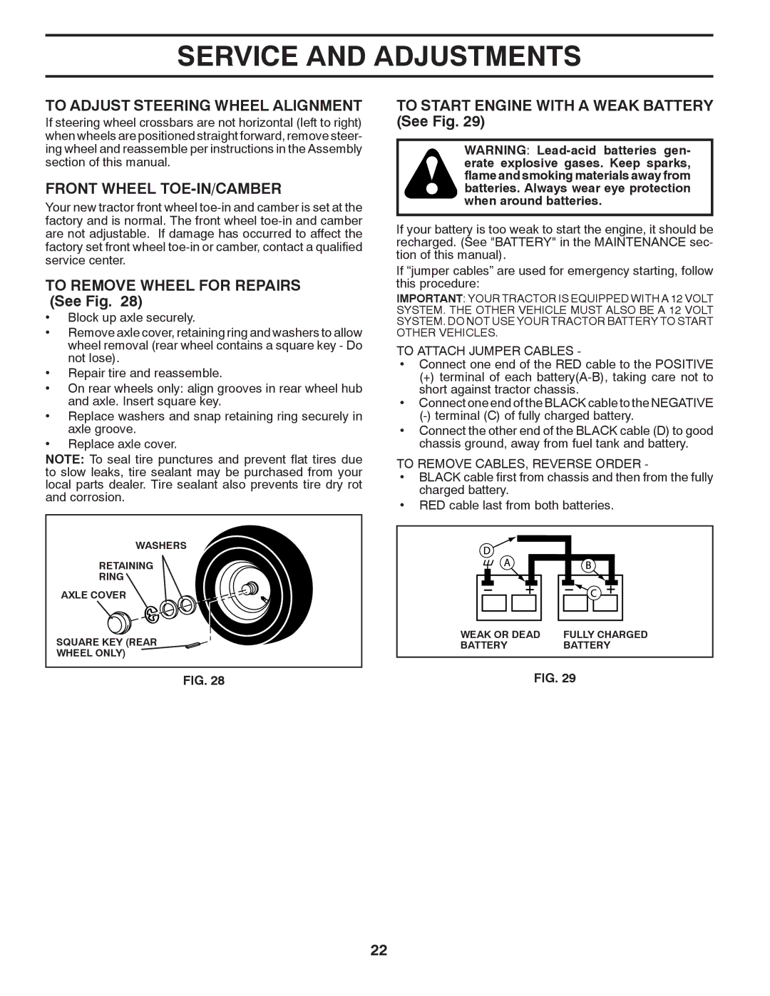 Husqvarna 96045000407 To Adjust Steering Wheel Alignment, Front Wheel TOE-IN/CAMBER, To Remove Wheel for Repairs See Fig 