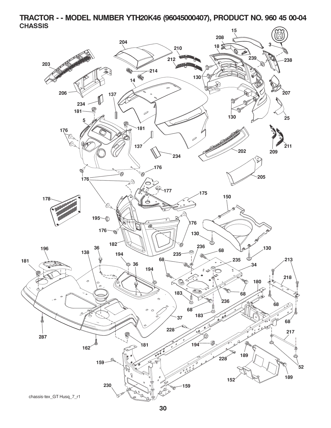 Husqvarna 96045000407 owner manual Chassis 