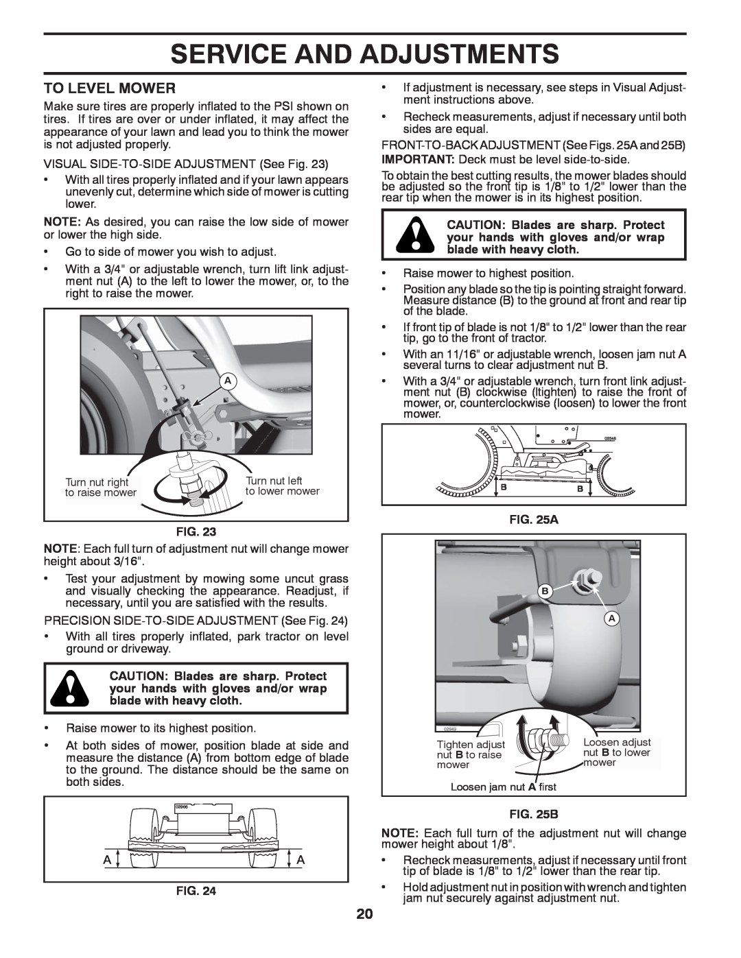 Husqvarna 96045000408, 532 42 20-50_R1 owner manual To Level Mower, Service And Adjustments 