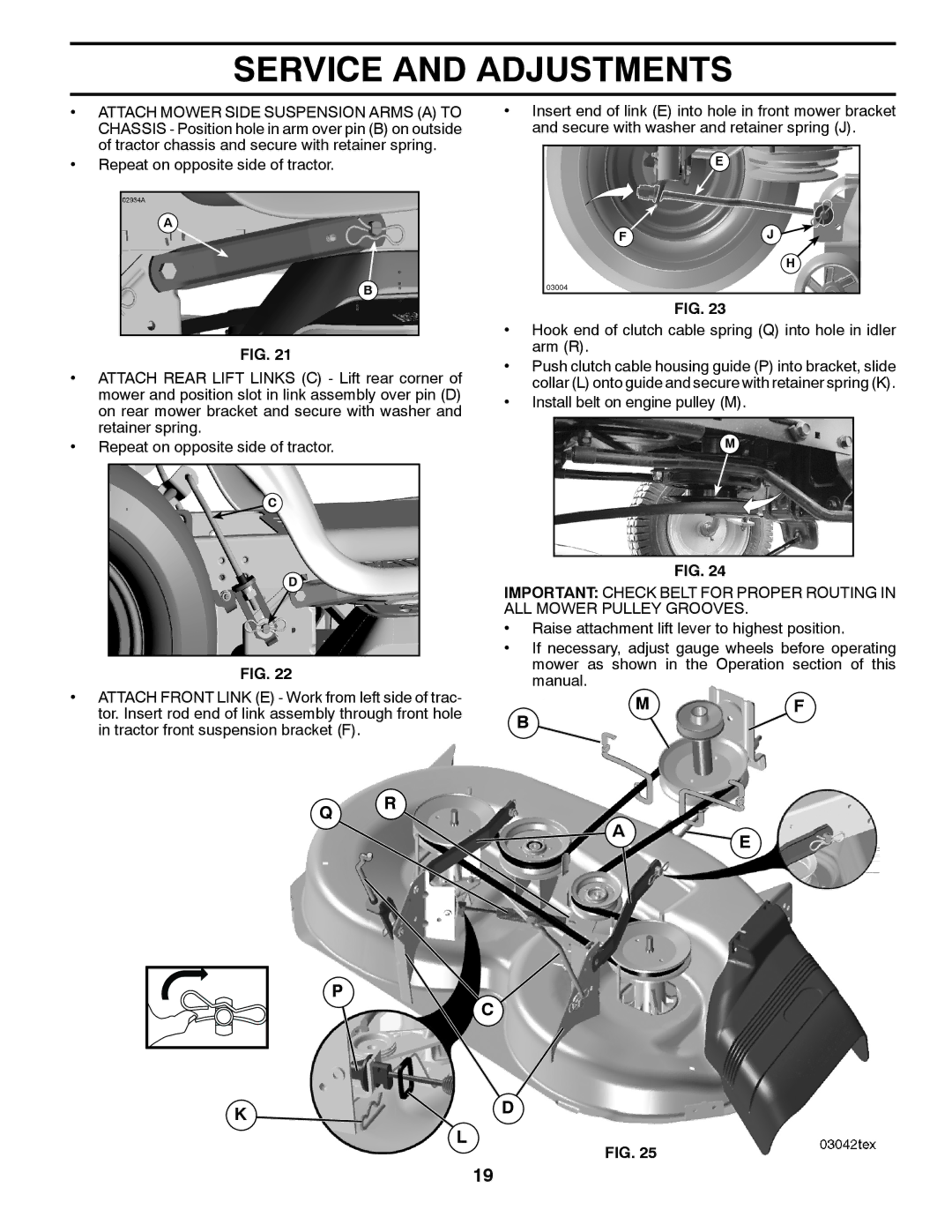 Husqvarna 532 42 41-94, 96045000410 owner manual Install belt on engine pulley M 