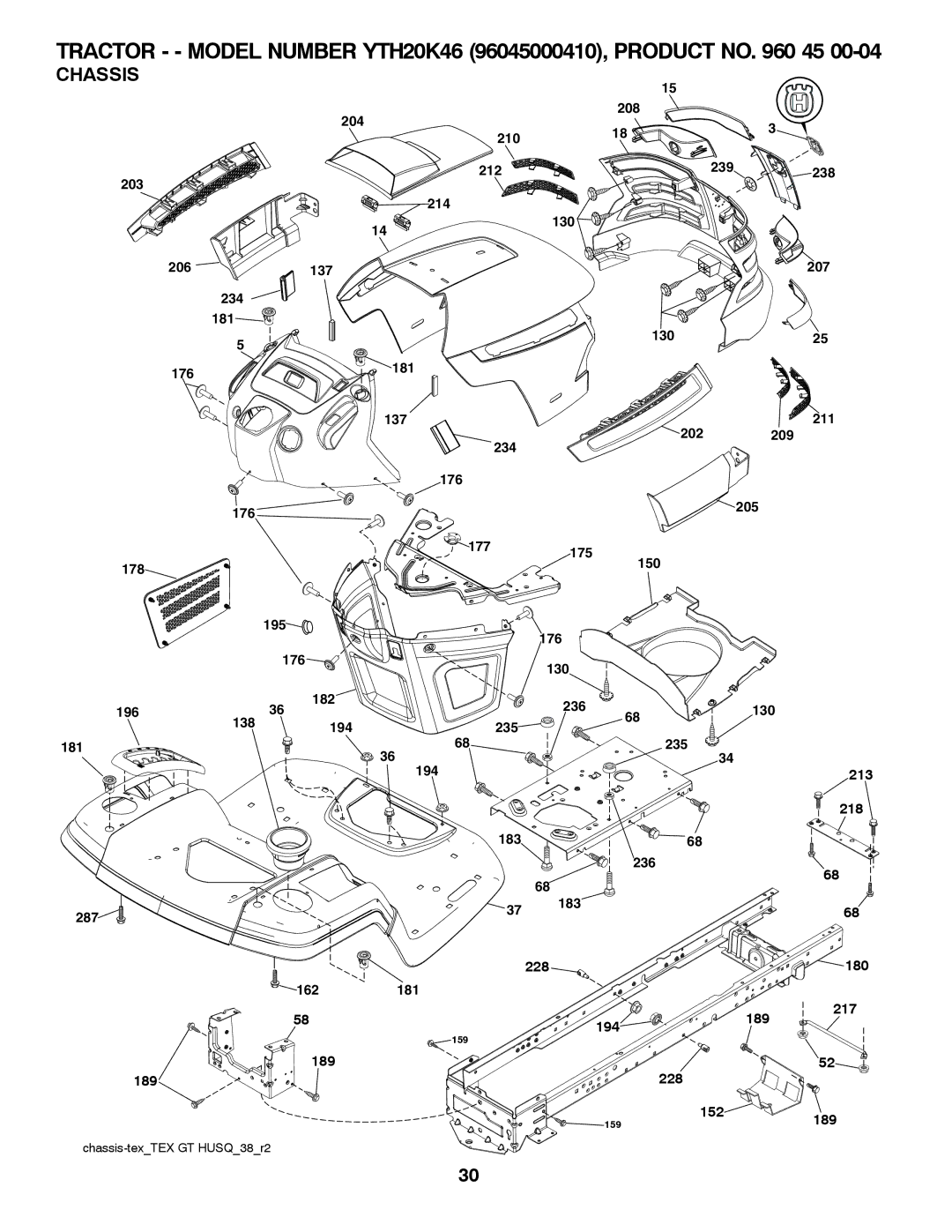 Husqvarna 96045000410, 532 42 41-94 owner manual Chassis 