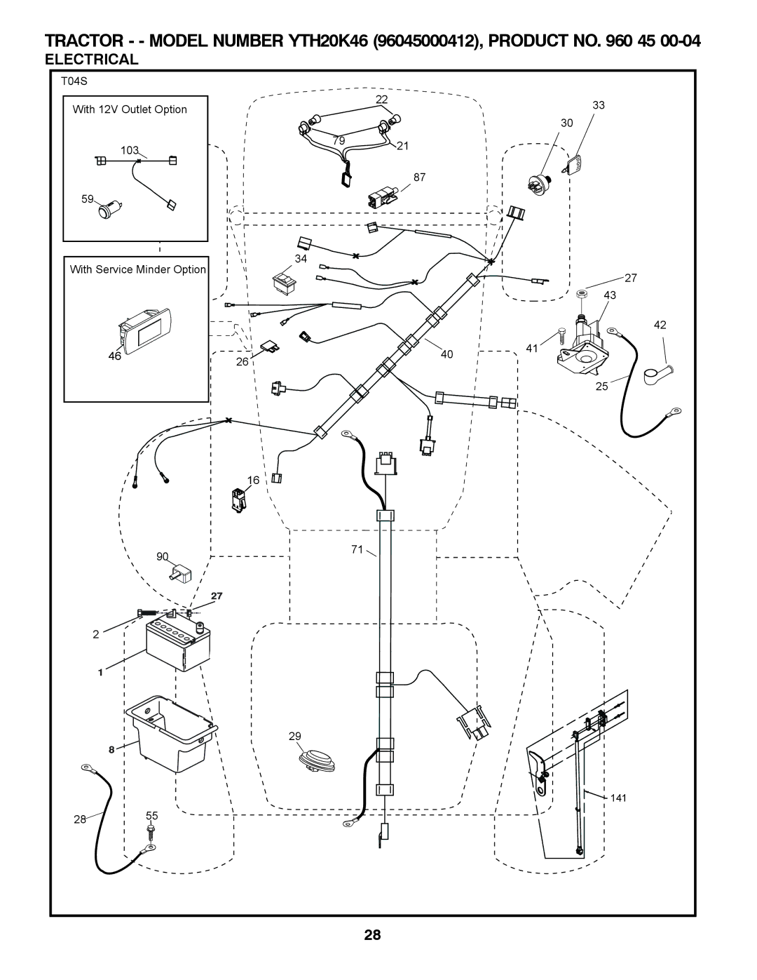 Husqvarna owner manual Tractor - Model Number YTH20K46 96045000412, Product no 45 