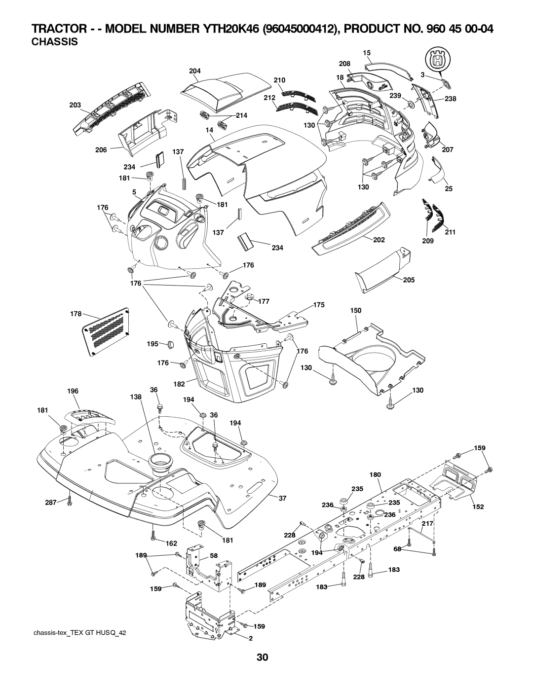 Husqvarna 96045000412 owner manual Chassis 