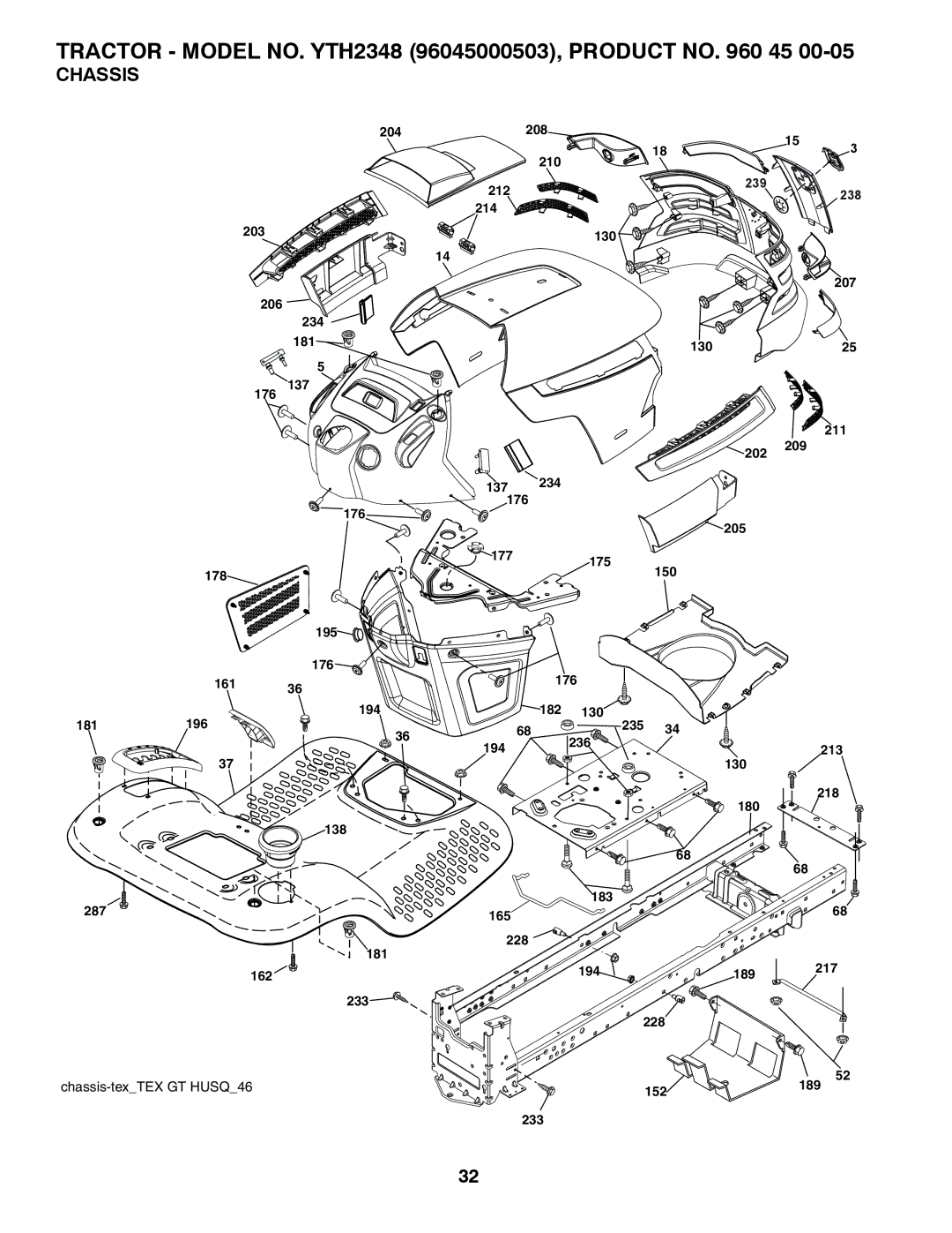 Husqvarna 96045000503 owner manual Chassis 