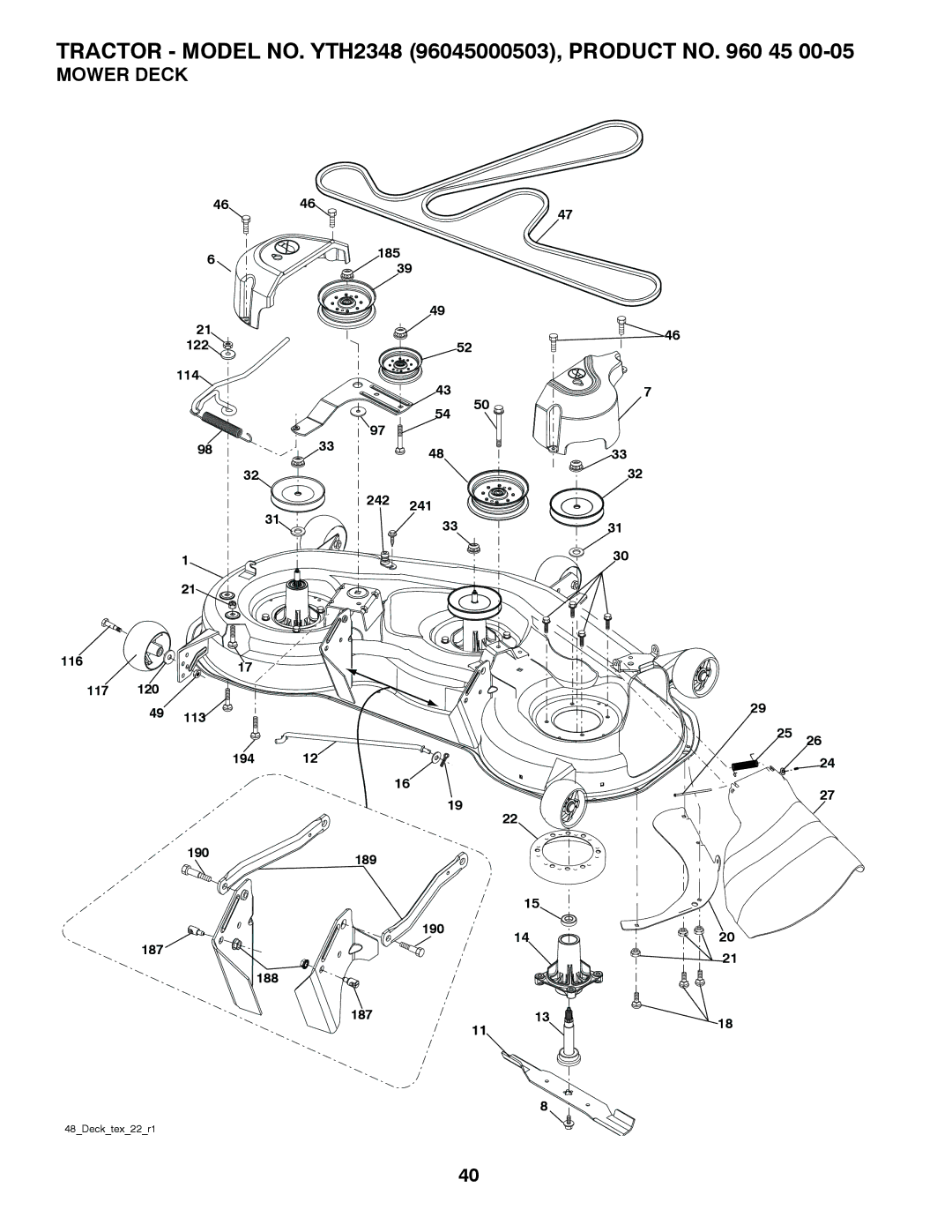 Husqvarna 96045000503 owner manual Mower Deck 