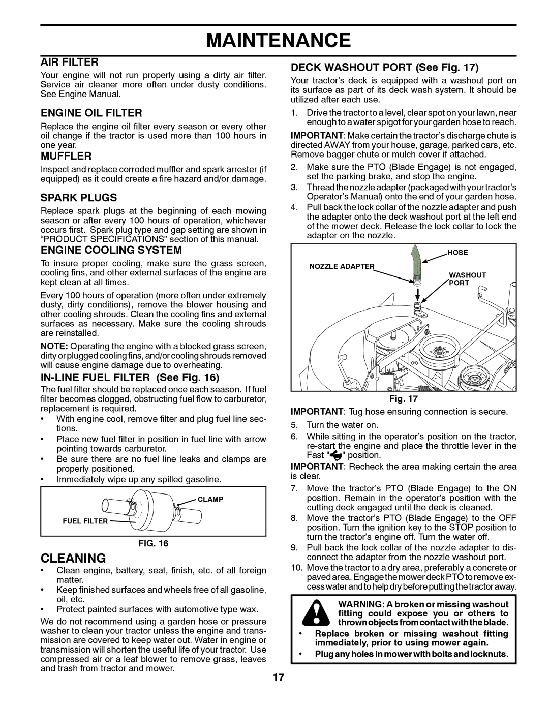 Husqvarna 532424761R1, 96045000504 owner manual Cleaning 