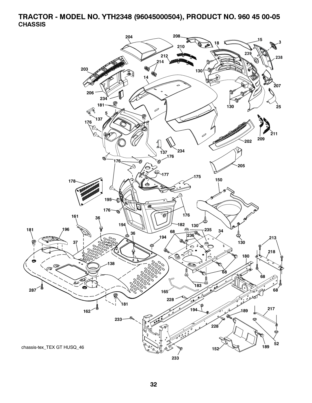 Husqvarna 96045000504, 532424761R1 owner manual Chassis 