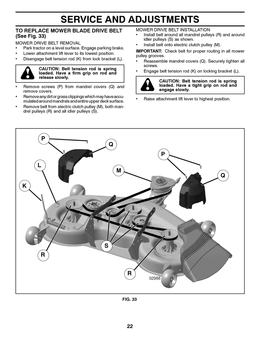 Husqvarna 96045000901 To Replace Mower Blade Drive Belt See Fig, Mower Drive Belt Removal, Mower Drive Belt Installation 