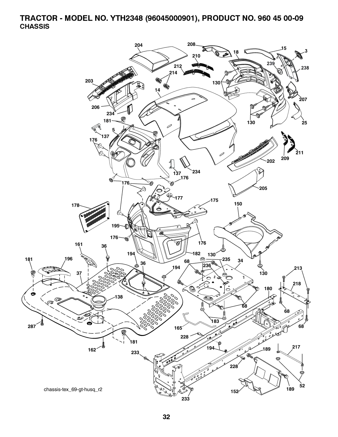 Husqvarna 96045000901 owner manual Chassis 