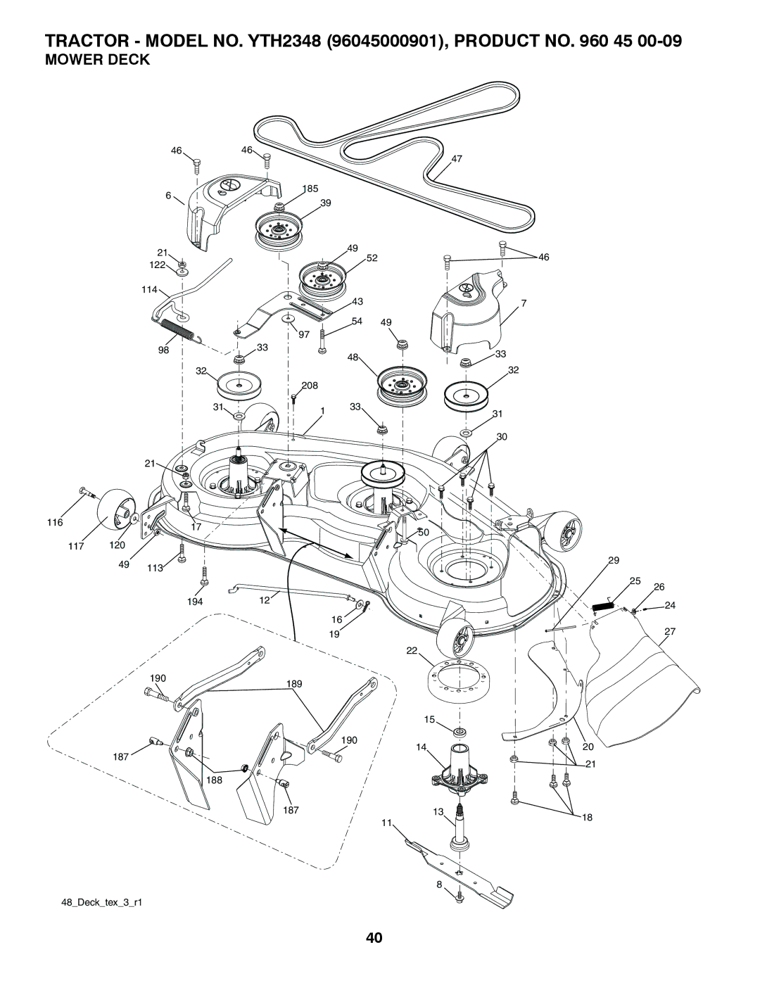 Husqvarna 96045000901 owner manual Mower Deck 