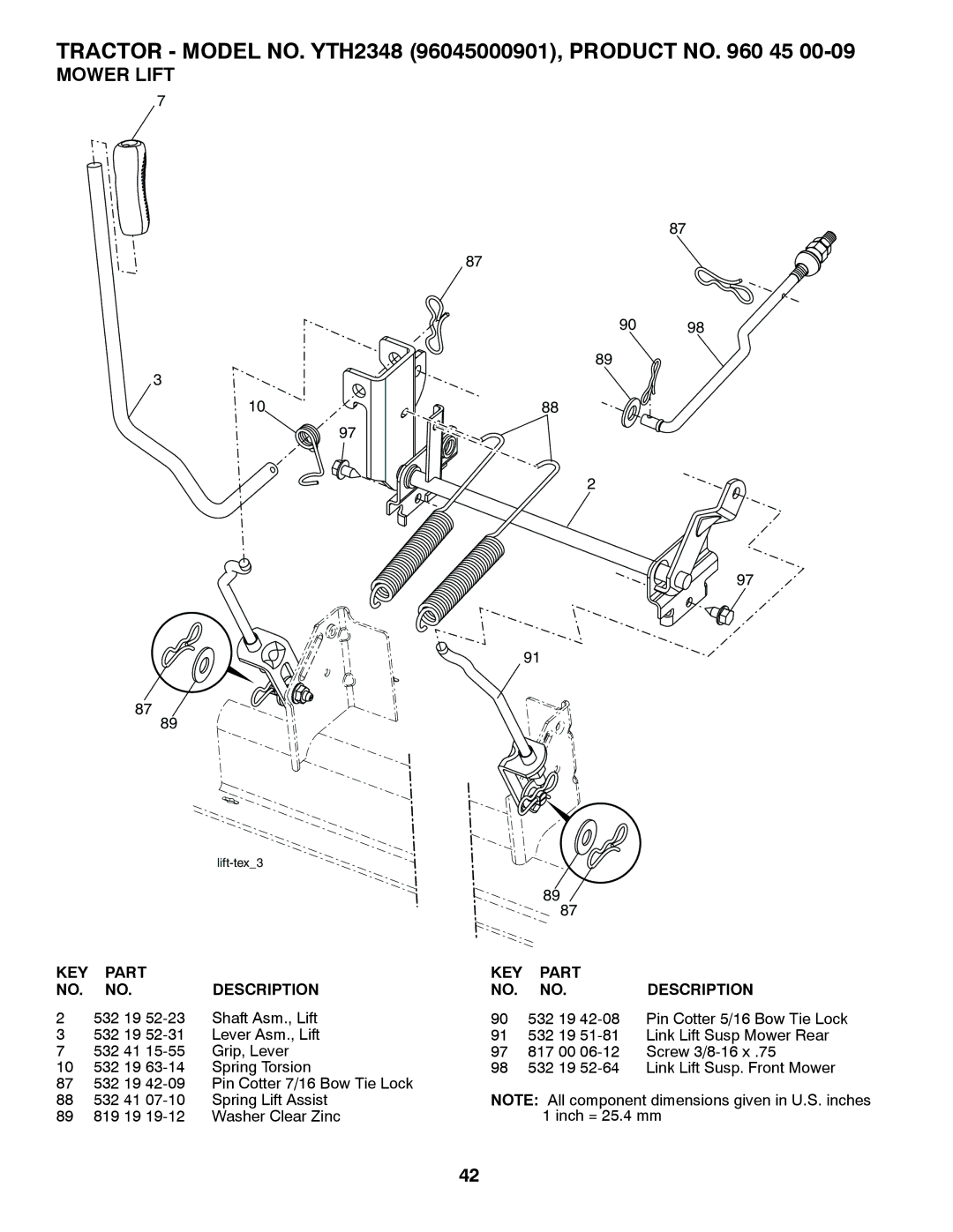 Husqvarna 96045000901 owner manual Mower Lift 