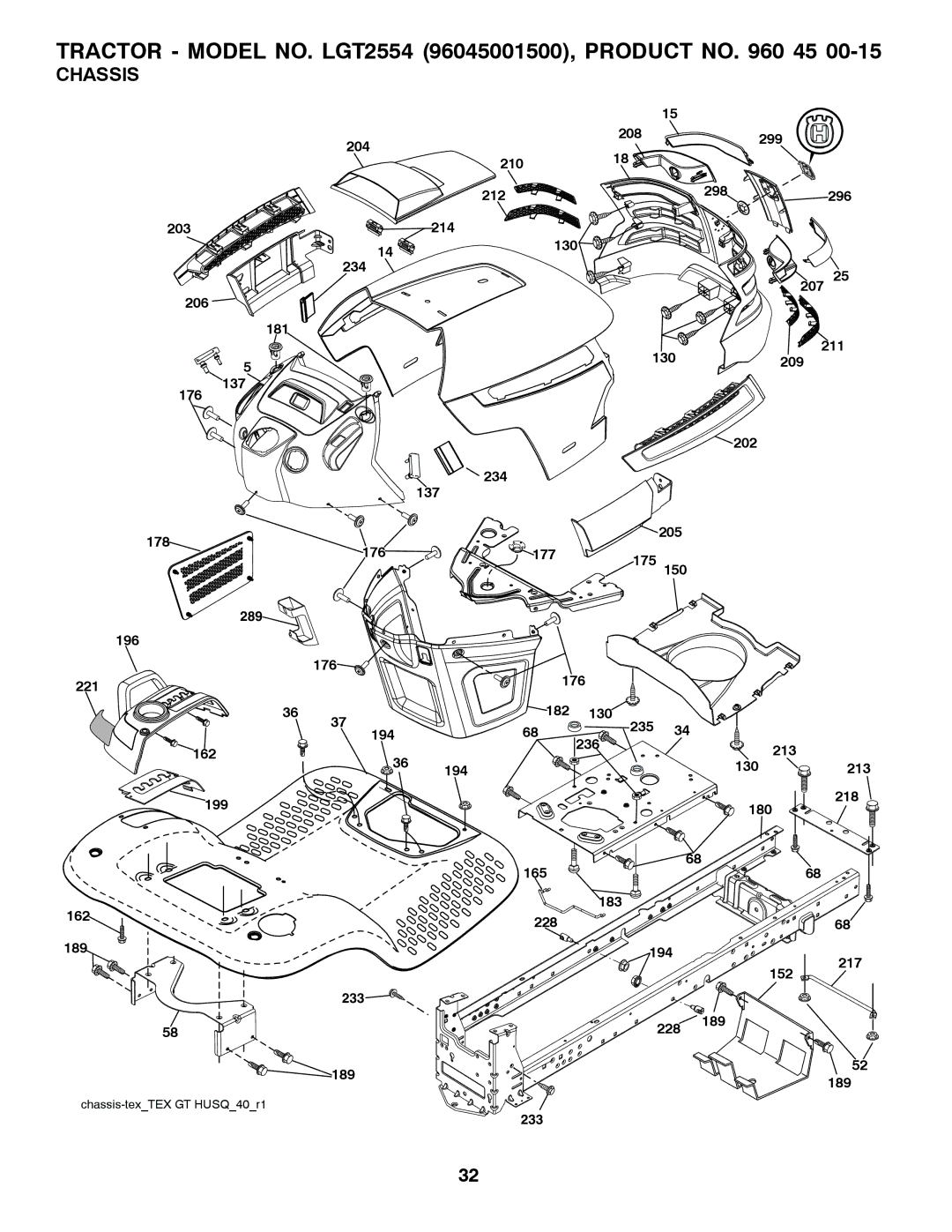 Husqvarna LGT2554, 96045001500, 531 30 96-85 owner manual Chassis 