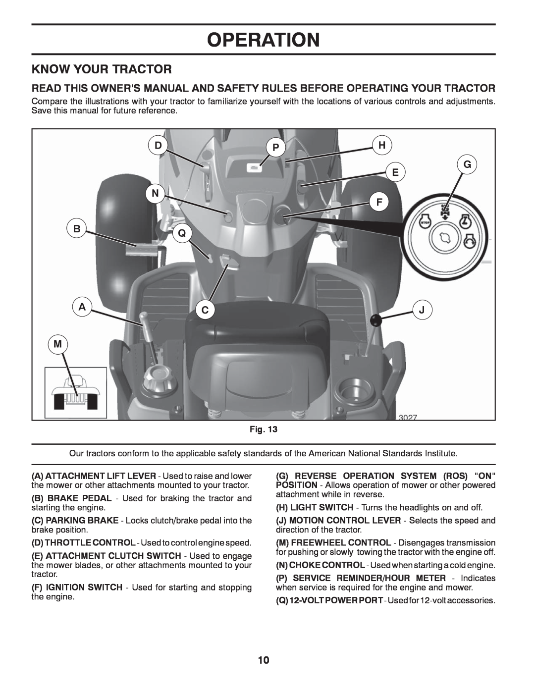 Husqvarna 96045001501, 532 42 89-49 owner manual Know Your Tractor, Bq Acj M, Operation 