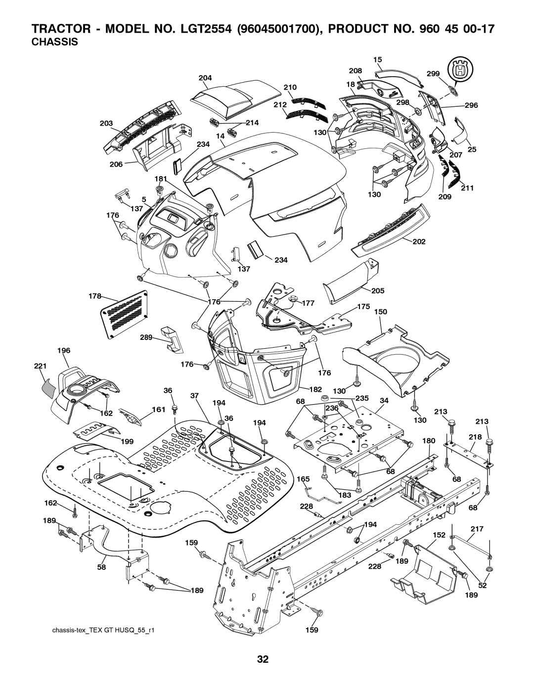 Husqvarna 03002, 96045001700, 532 42 57-55 owner manual Chassis 