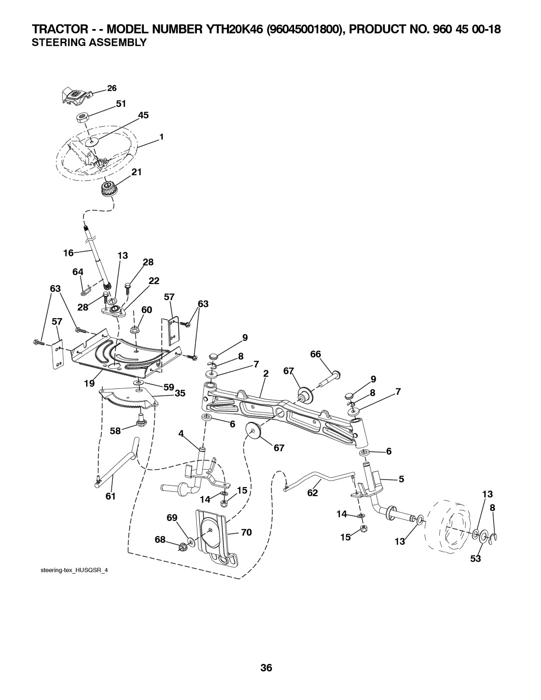 Husqvarna 96045001800, 532 42 57-62 owner manual Steering Assembly 