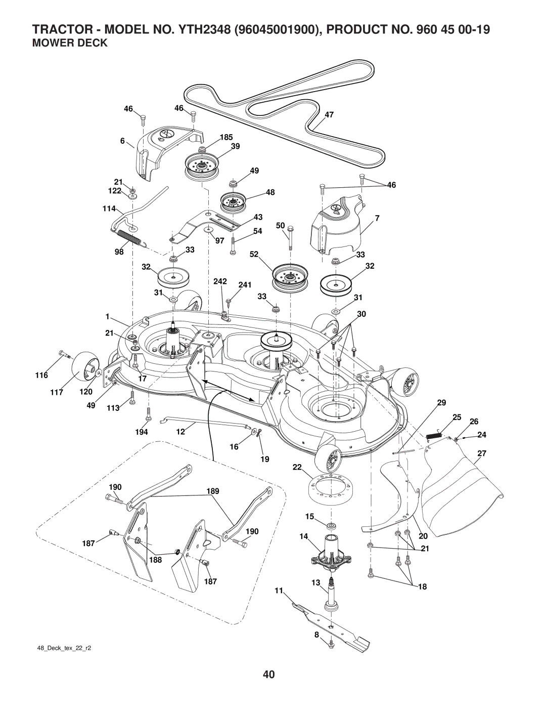 Husqvarna 96045001900 owner manual Mower Deck 