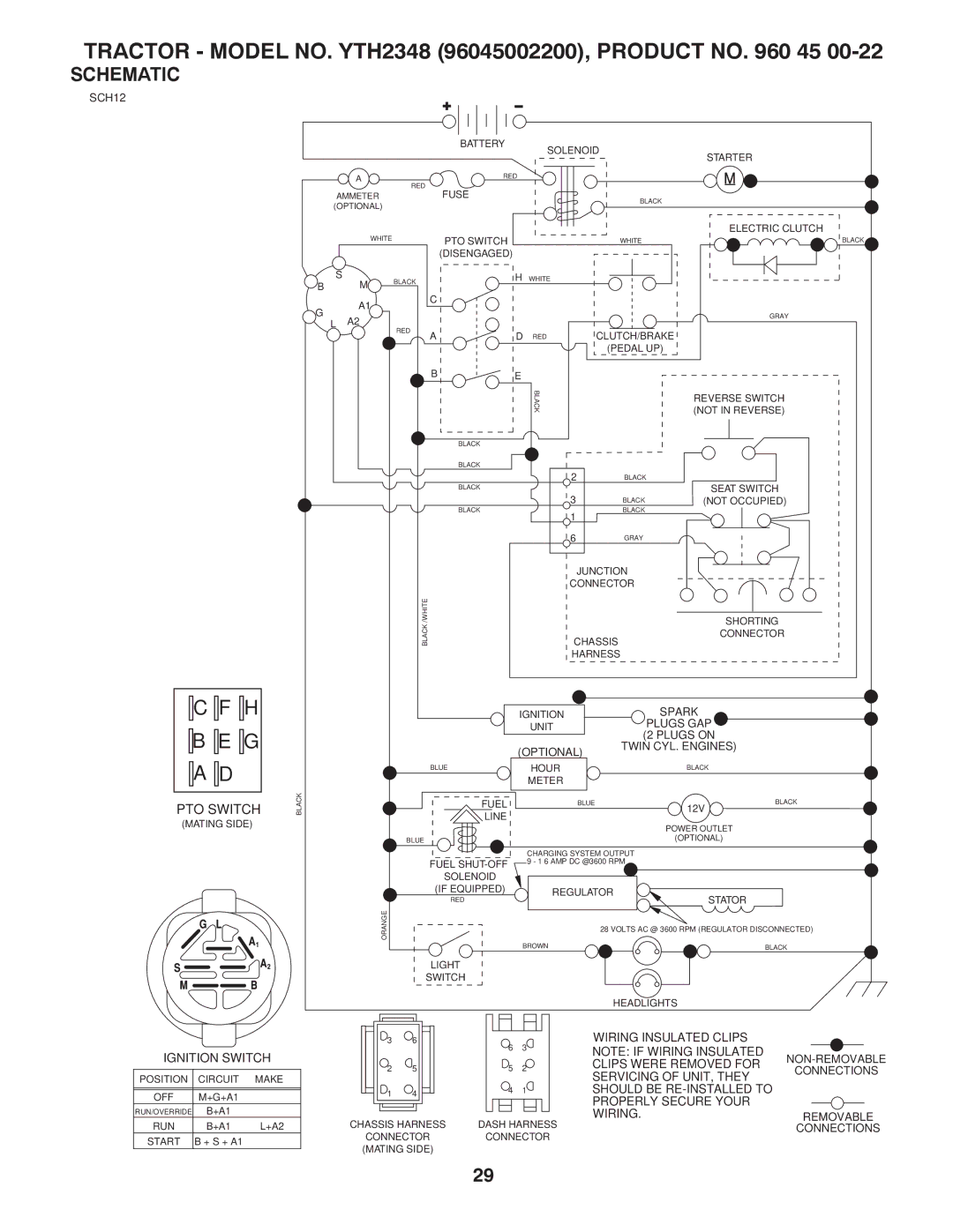 Husqvarna 532 43 00-03 owner manual Tractor Model NO. YTH2348 96045002200, Product no 45, Schematic 