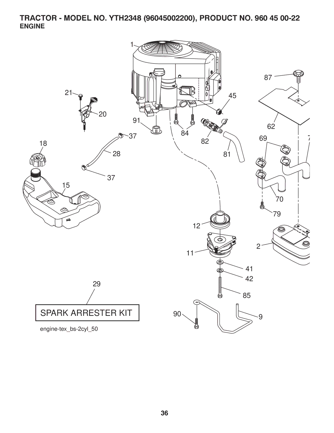 Husqvarna 96045002200, 532 43 00-03 owner manual Spark Arrester KIT, Engine 