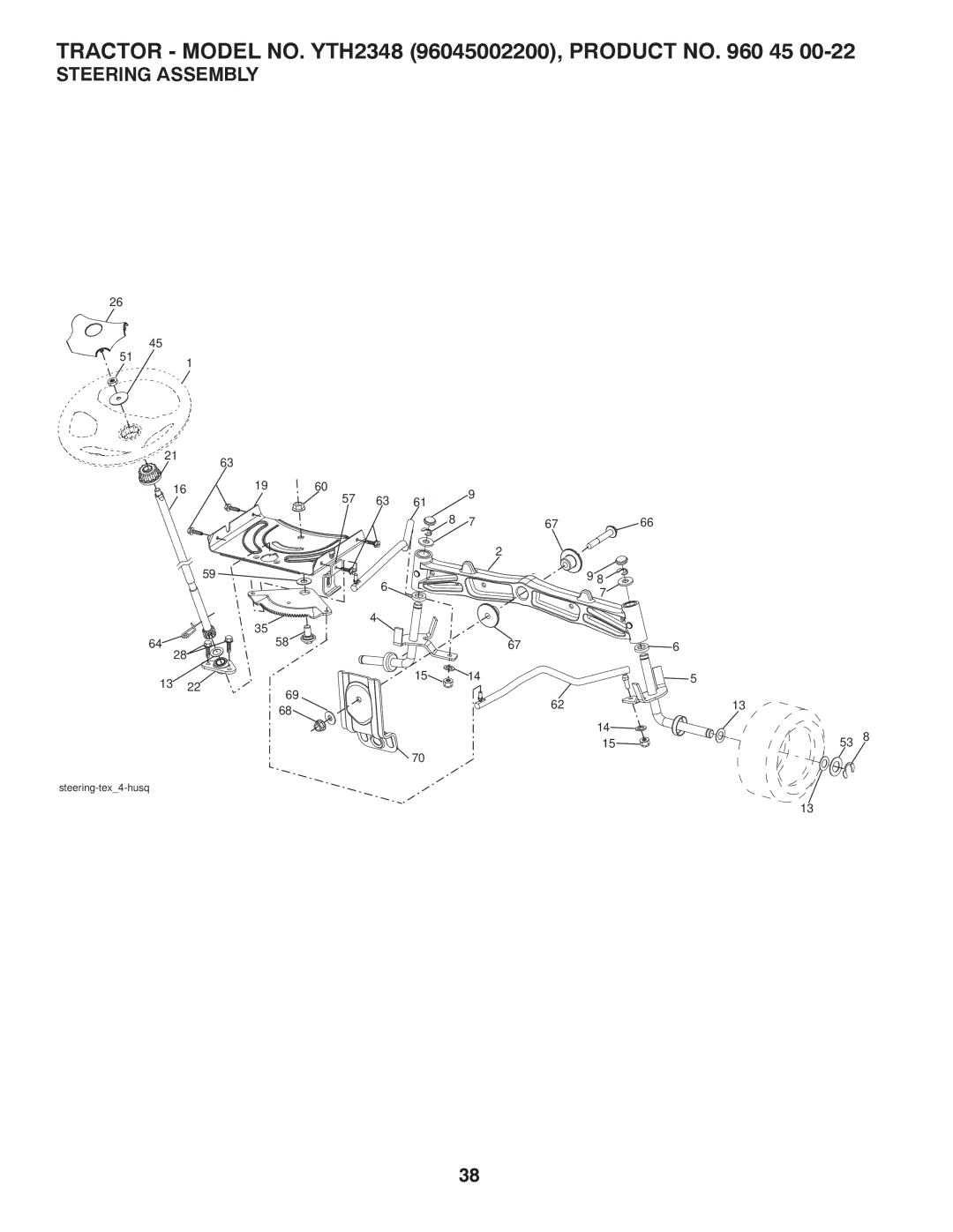 Husqvarna 96045002200, 532 43 00-03 owner manual Steering Assembly 