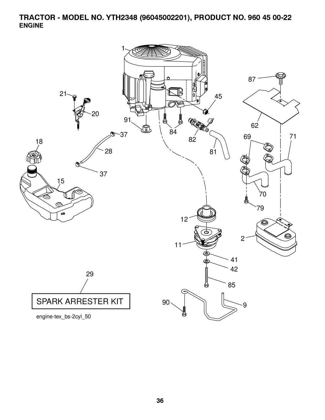 Husqvarna 96045002201, 532 43 62-68 owner manual Spark Arrester KIT, Engine 