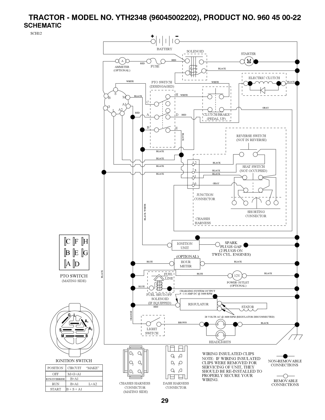 Husqvarna 532 43 65-03 owner manual Tractor Model NO. YTH2348 96045002202, Product no 45, Schematic 