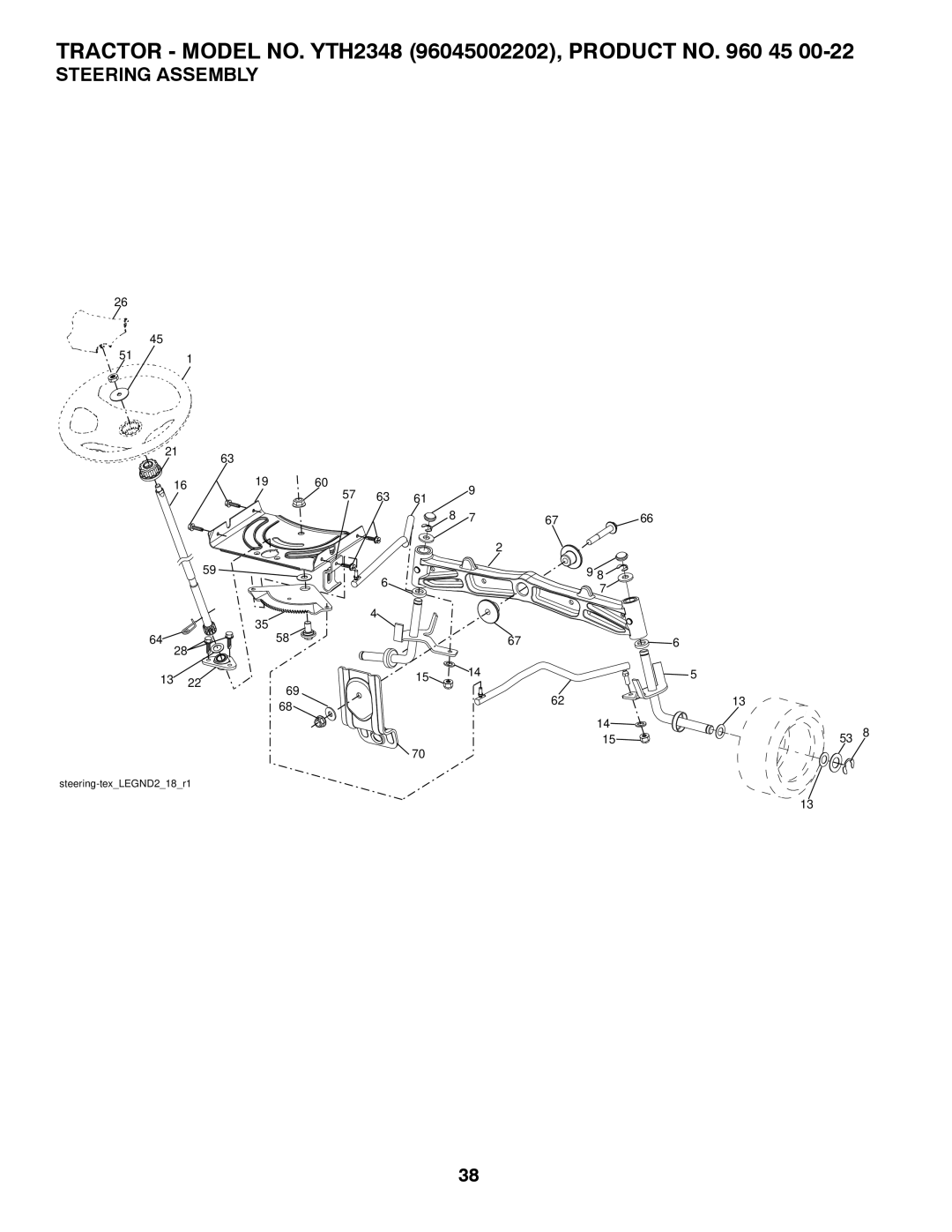 Husqvarna 96045002202, 532 43 65-03 owner manual Steering Assembly 