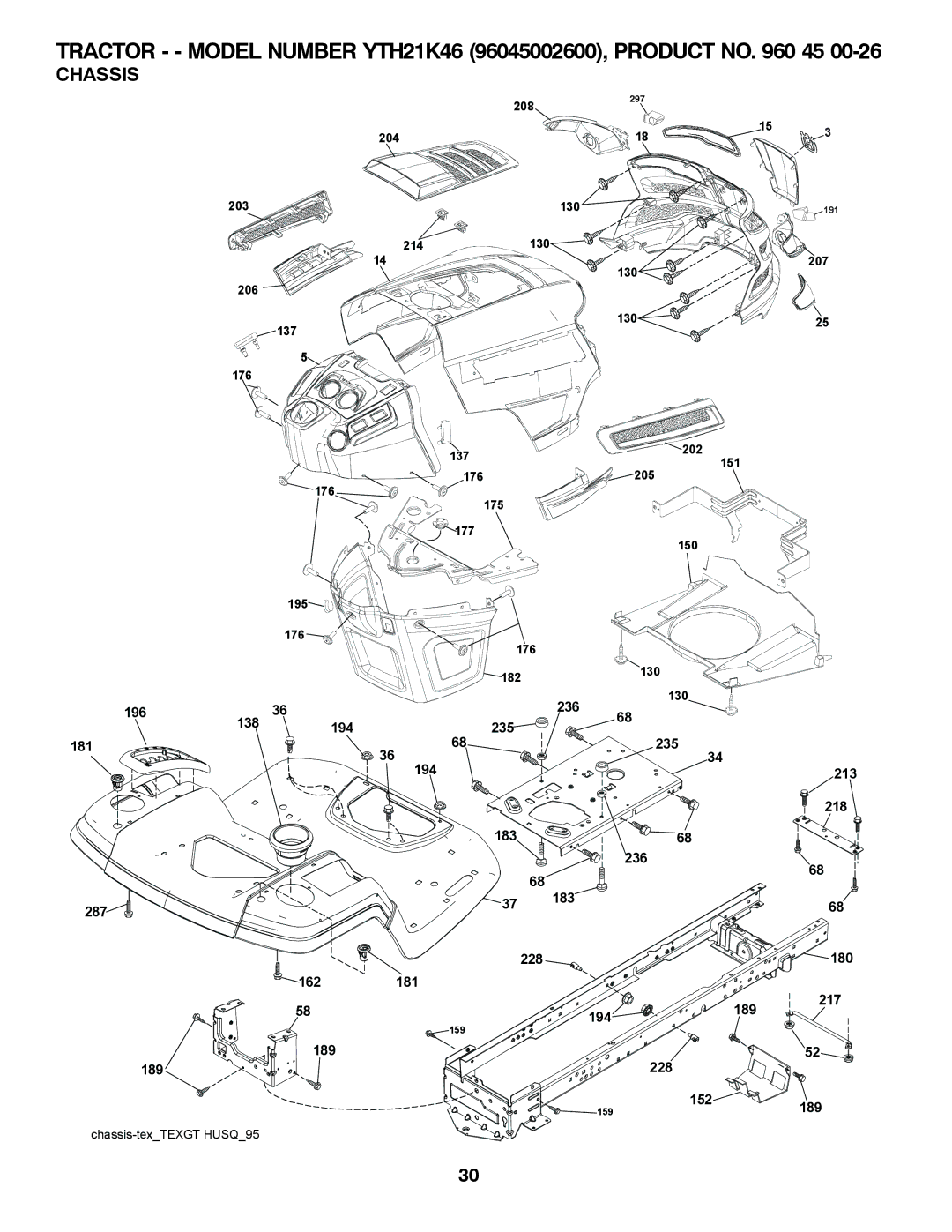 Husqvarna 96045002600, 532 43 95-58 owner manual Chassis 