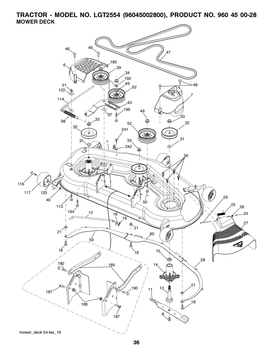 Husqvarna 96045002800, 532 44 00-55 owner manual Mower Deck 