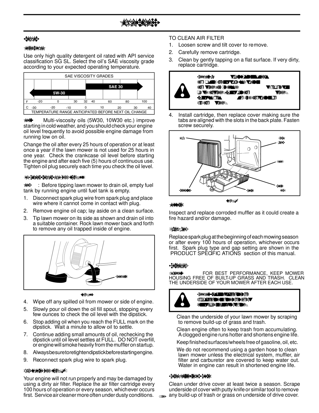 Husqvarna 532424698, 96143004500 owner manual Engine, Cleaning, Muffler, Spark Plug, Clean Under Drive Cover 