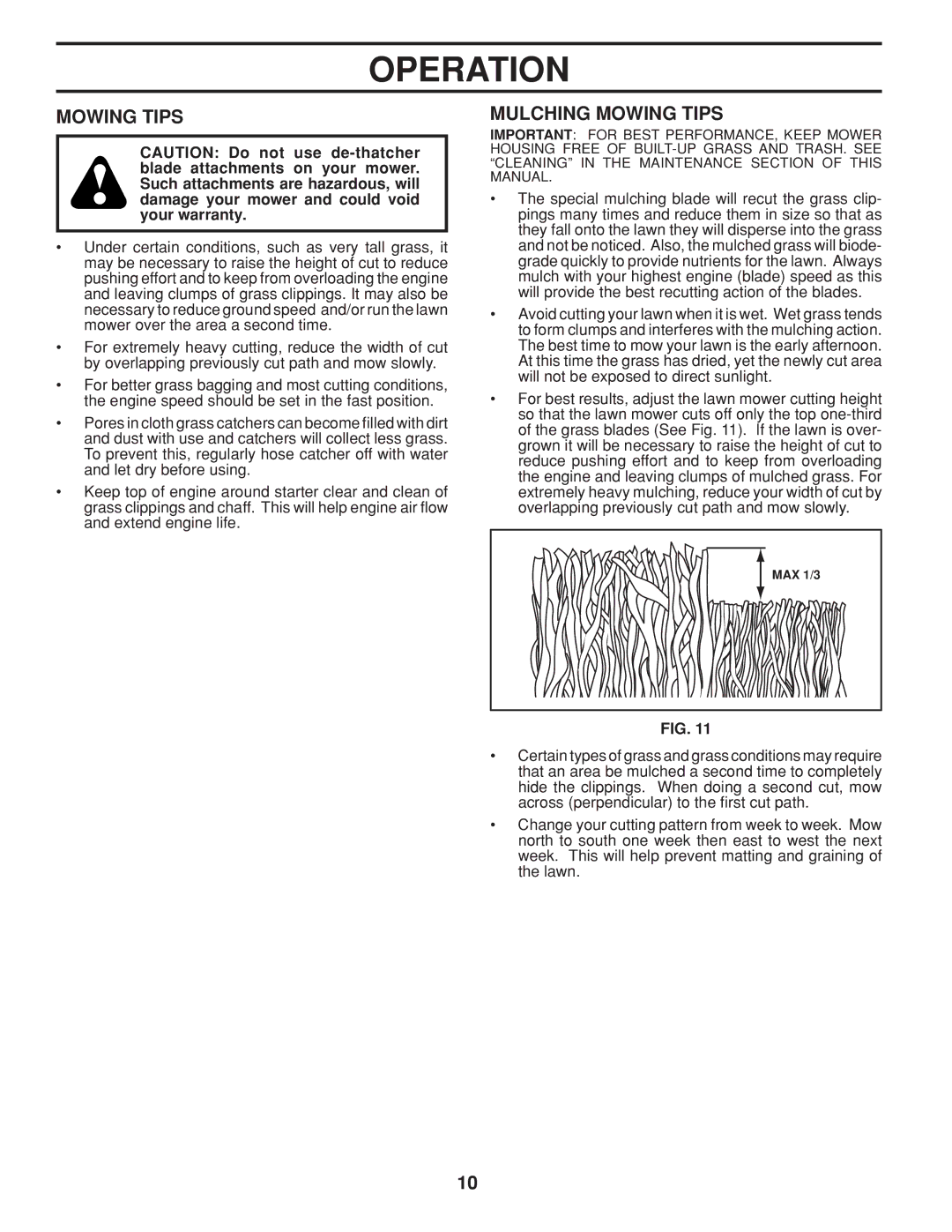 Husqvarna 961430096 warranty Mulching Mowing Tips 