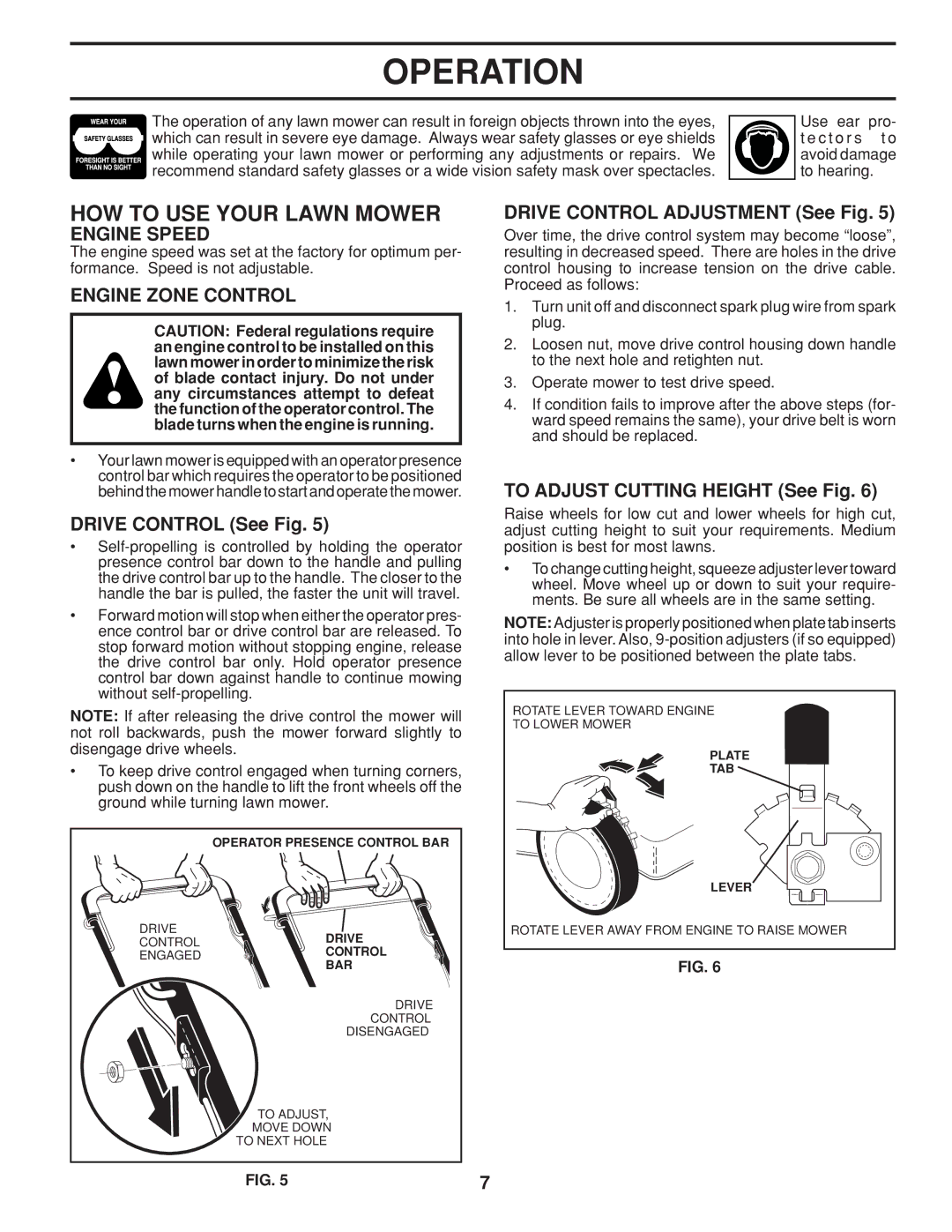 Husqvarna 961430096 warranty HOW to USE Your Lawn Mower, Engine Speed, Engine Zone Control 