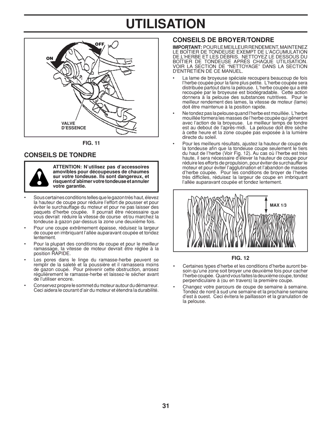 Husqvarna 961430099 warranty Conseils DE Tondre, Conseils DE BROYER/TONDRE 