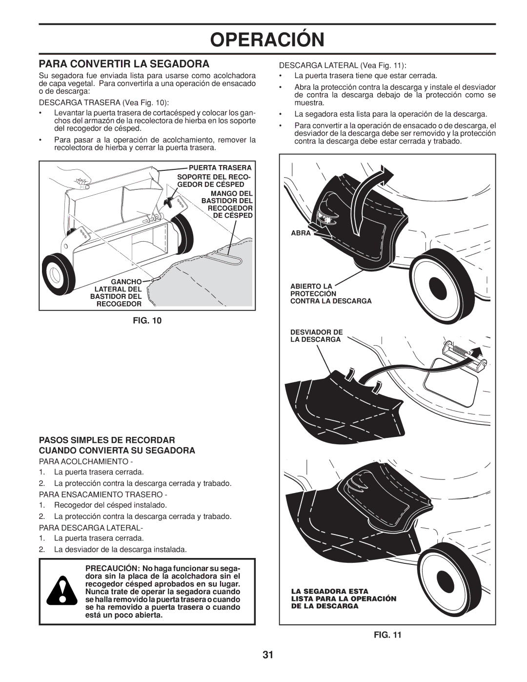 Husqvarna 961430104, 961430103 warranty Para Convertir LA Segadora, Pasos Simples DE Recordar Cuando Convierta SU Segadora 