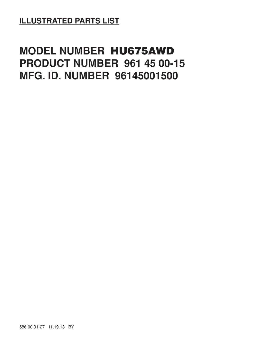 Husqvarna 961430108 manual Illustrated Parts List 