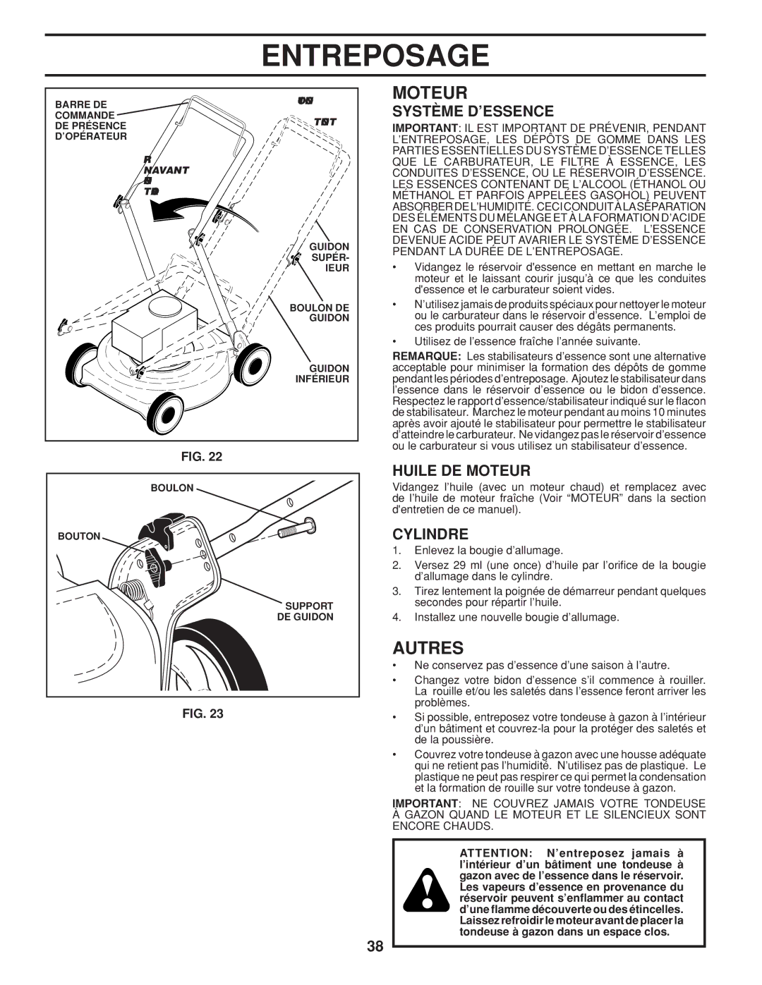 Husqvarna 961450011 warranty Autres, Système D’ESSENCE, Huile DE Moteur, Cylindre 