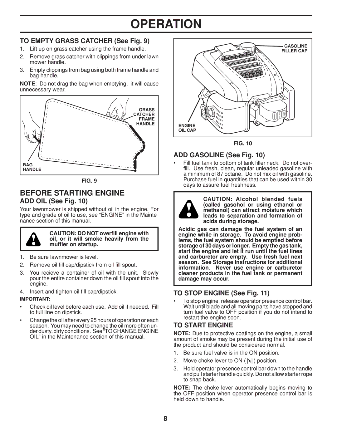 Husqvarna 961450011 warranty Before Starting Engine, To Start Engine 