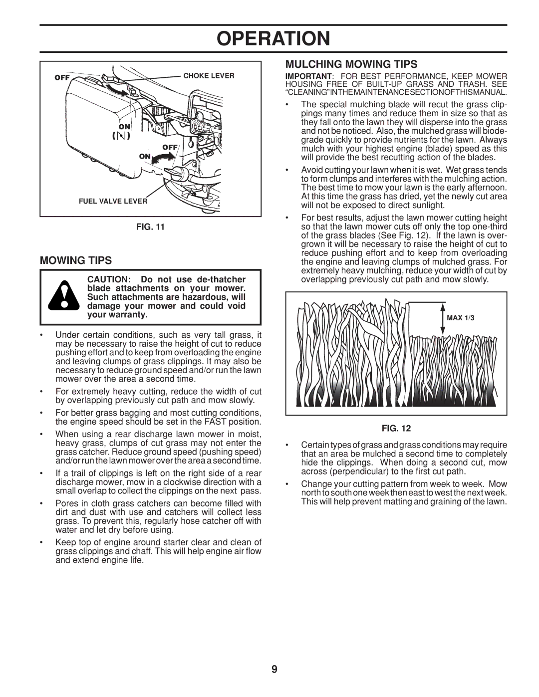 Husqvarna 961450011 warranty Mulching Mowing Tips 