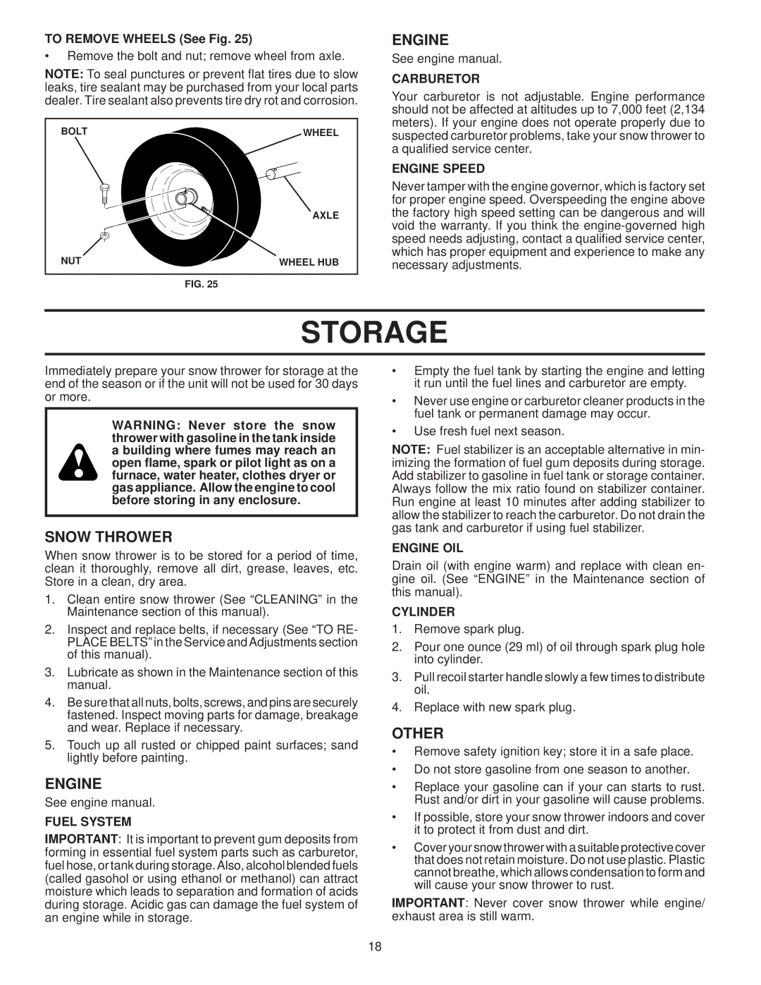 Husqvarna 96193002300 manual Storage, Other 