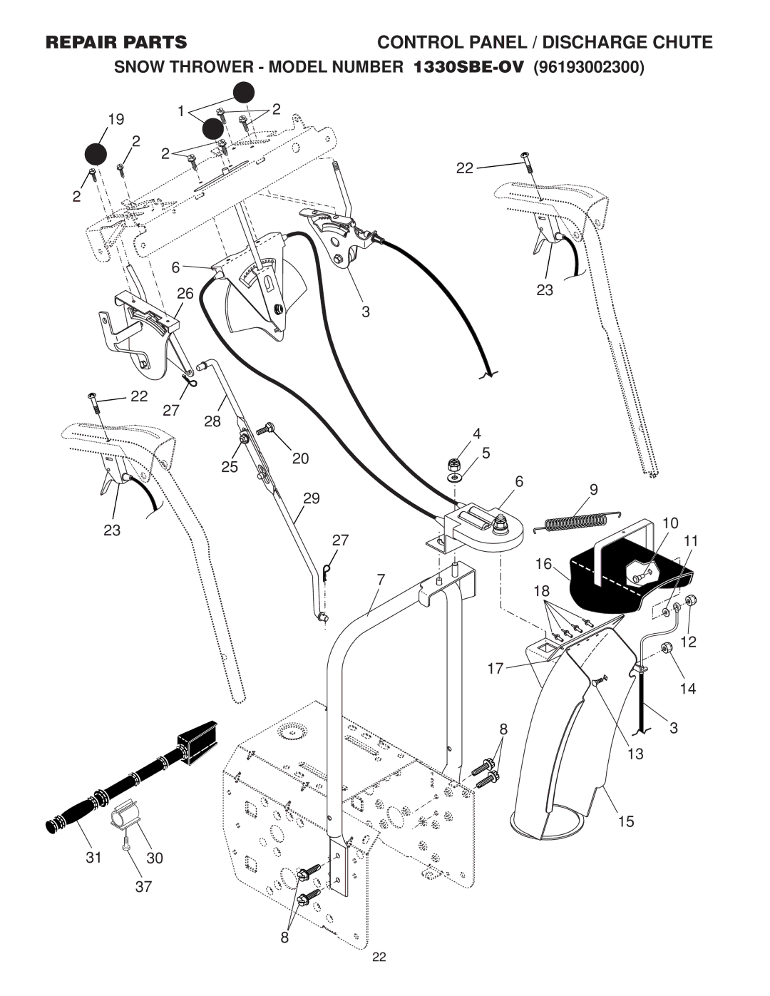 Husqvarna 96193002300 manual Control Panel / Discharge Chute 