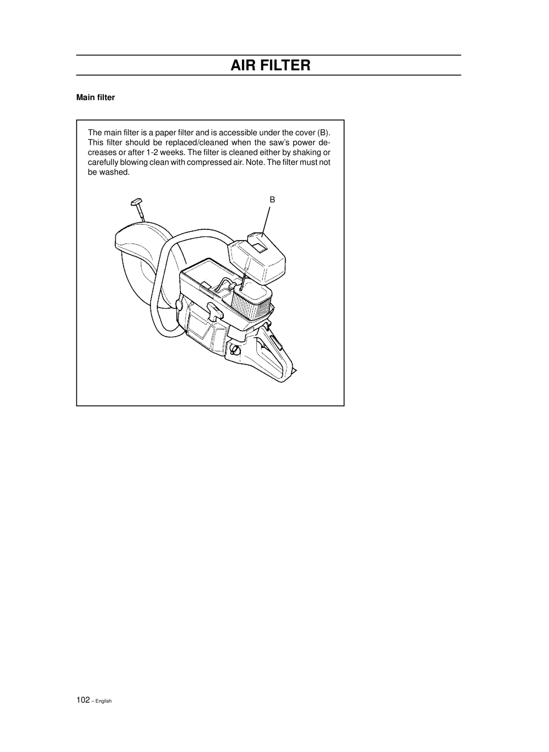 Husqvarna 965030298, 965030296, 1018855-26 manual Main filter 