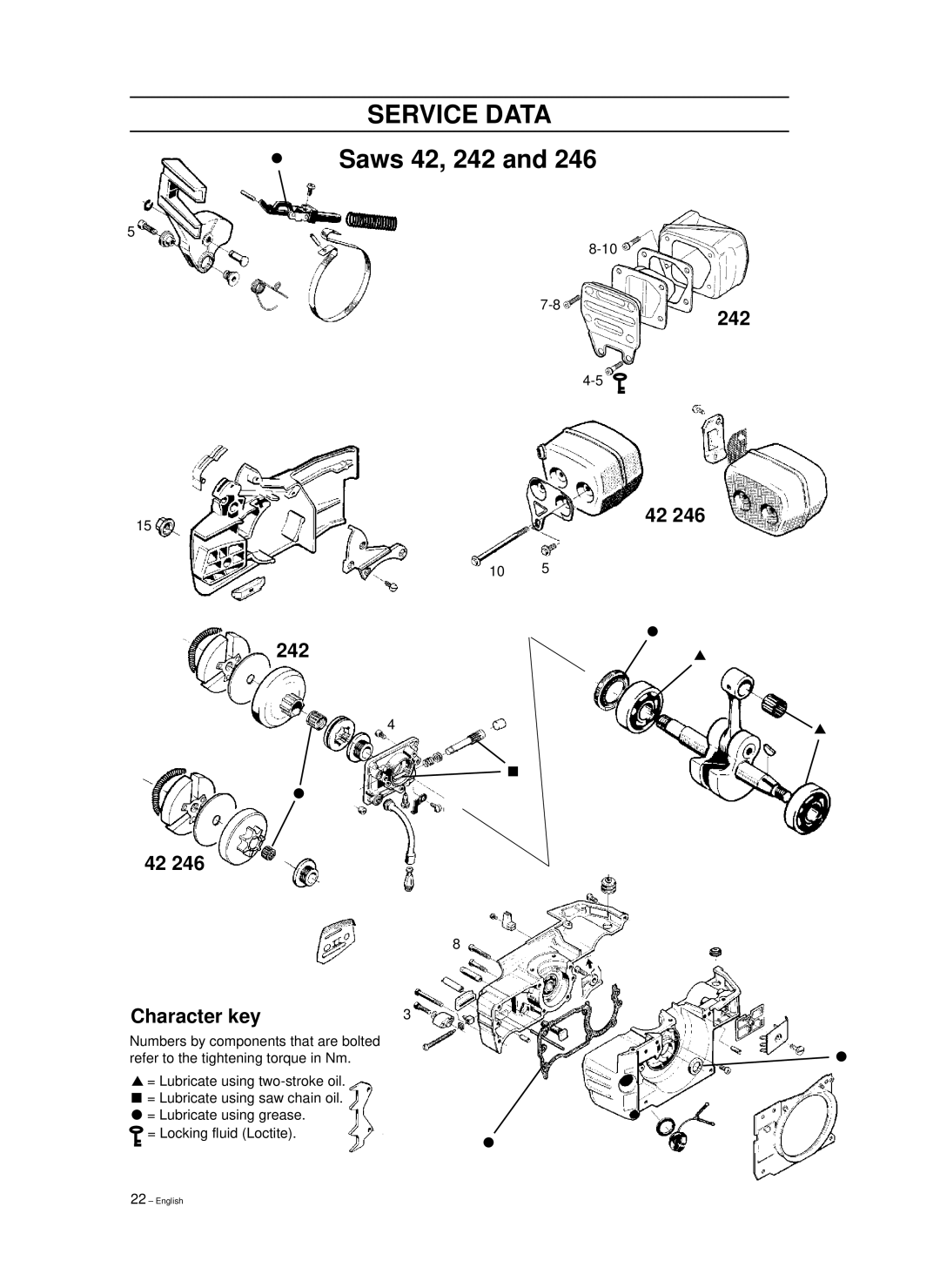 Husqvarna 965030296, 965030298, 1018855-26 manual Saws 42, 242 