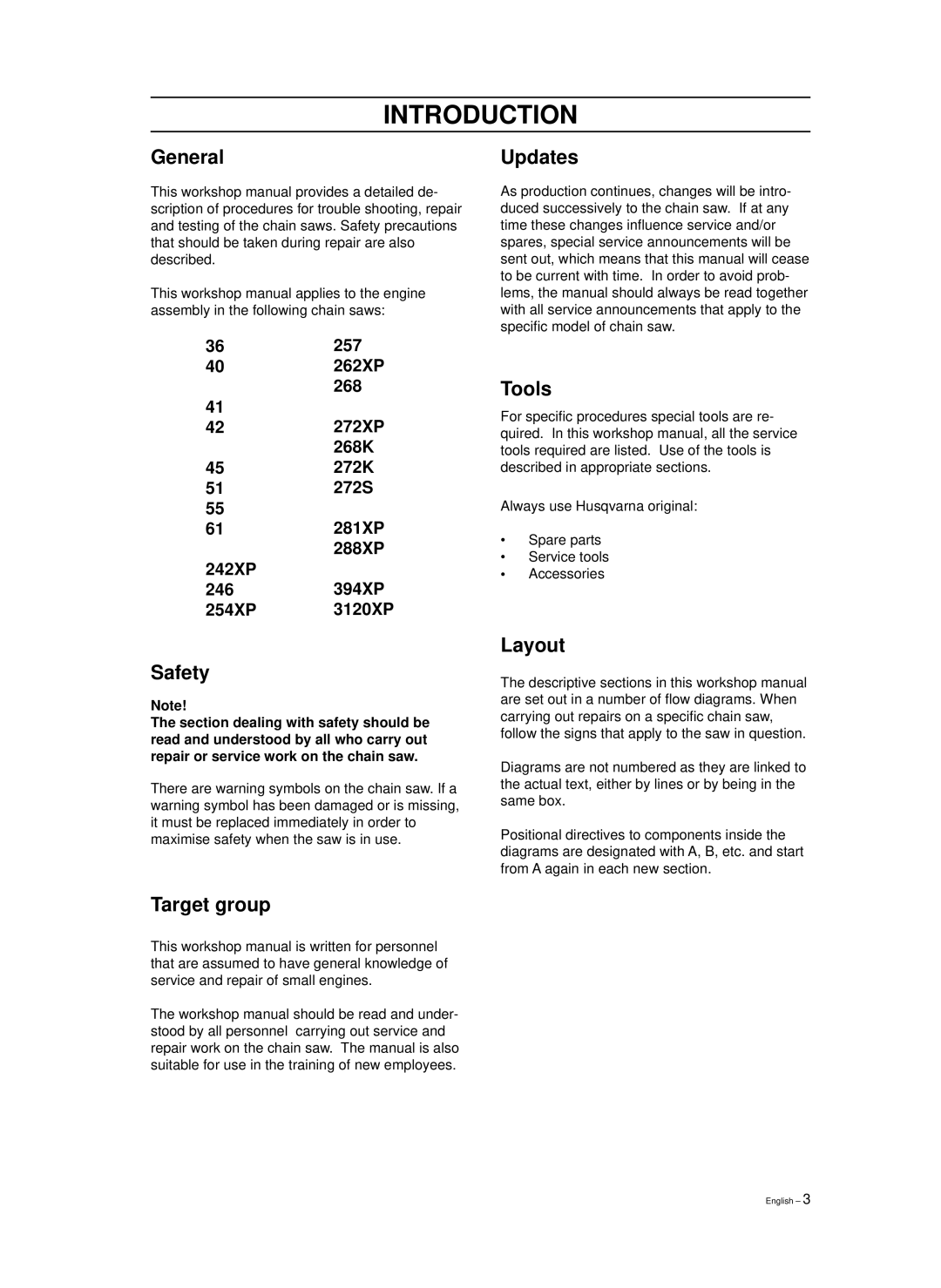 Husqvarna 965030298, 965030296, 1018855-26 manual Introduction 