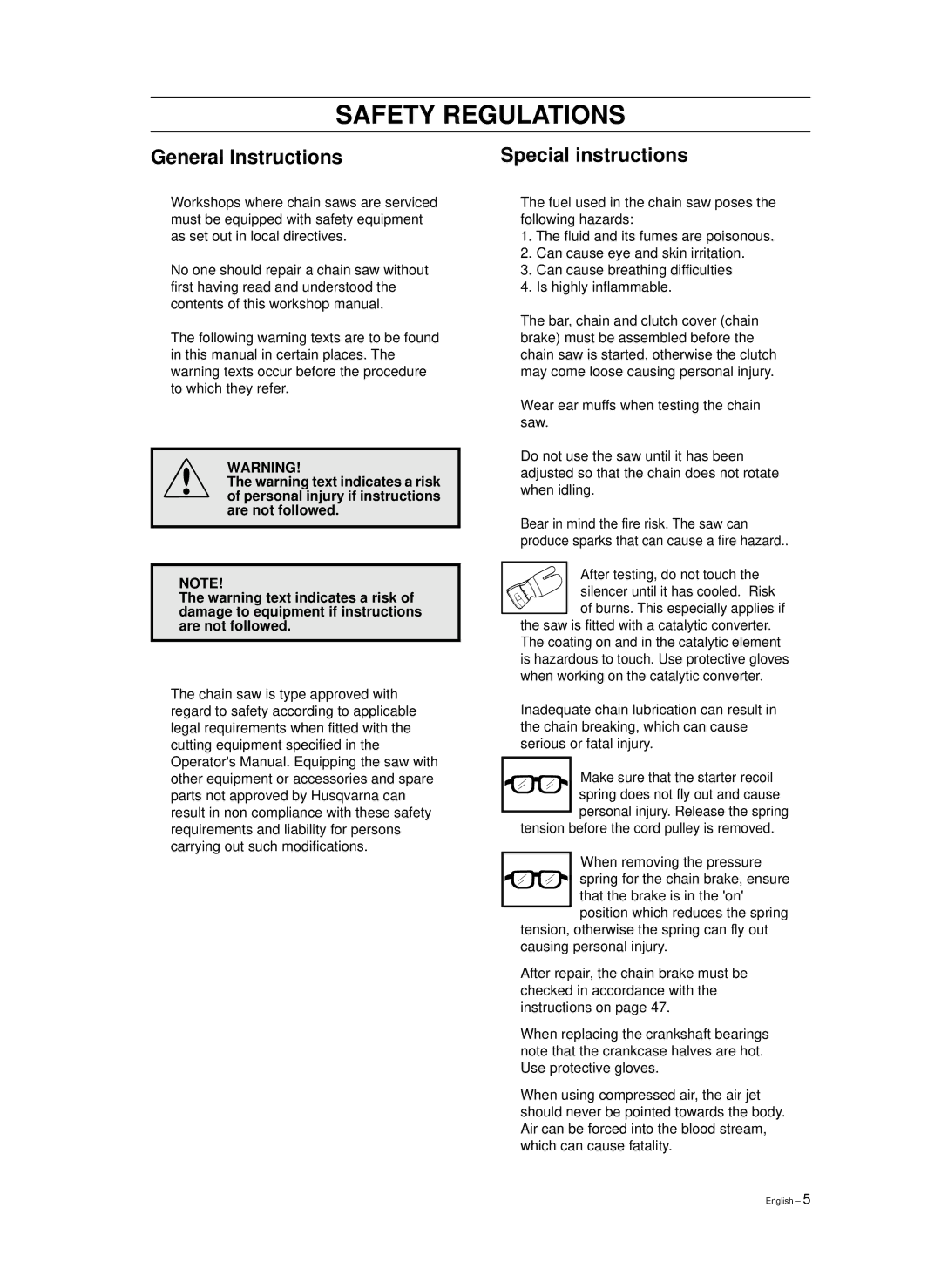 Husqvarna 1018855-26, 965030298, 965030296 manual Safety Regulations, General Instructions, Special instructions 