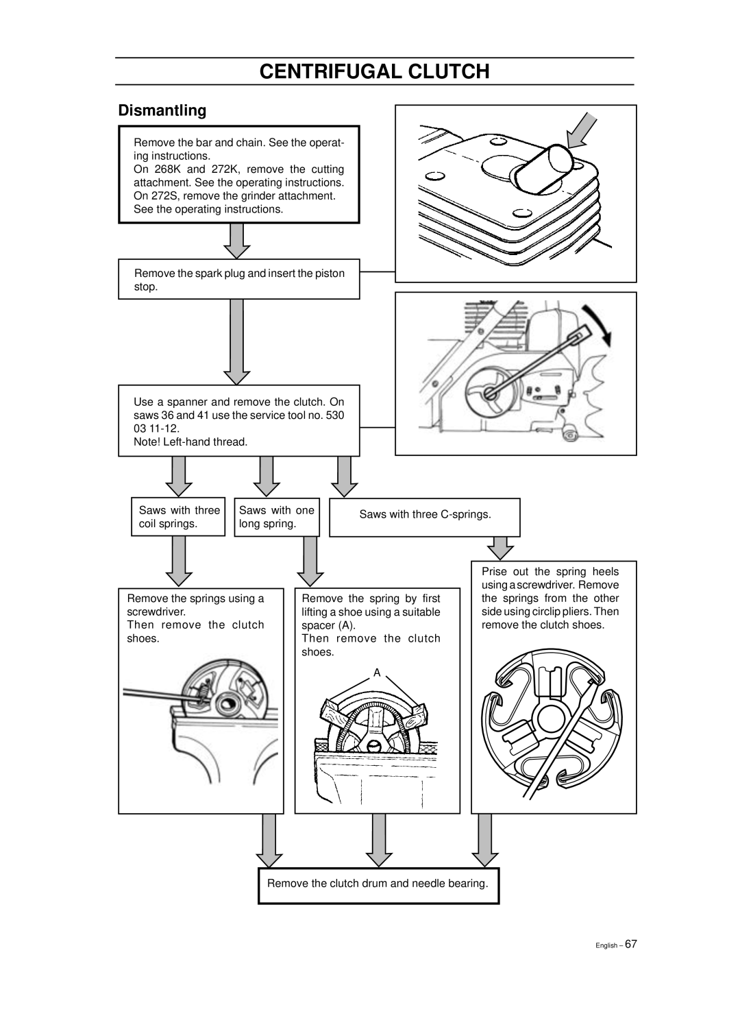 Husqvarna 965030296, 965030298, 1018855-26 manual Centrifugal Clutch, Dismantling 