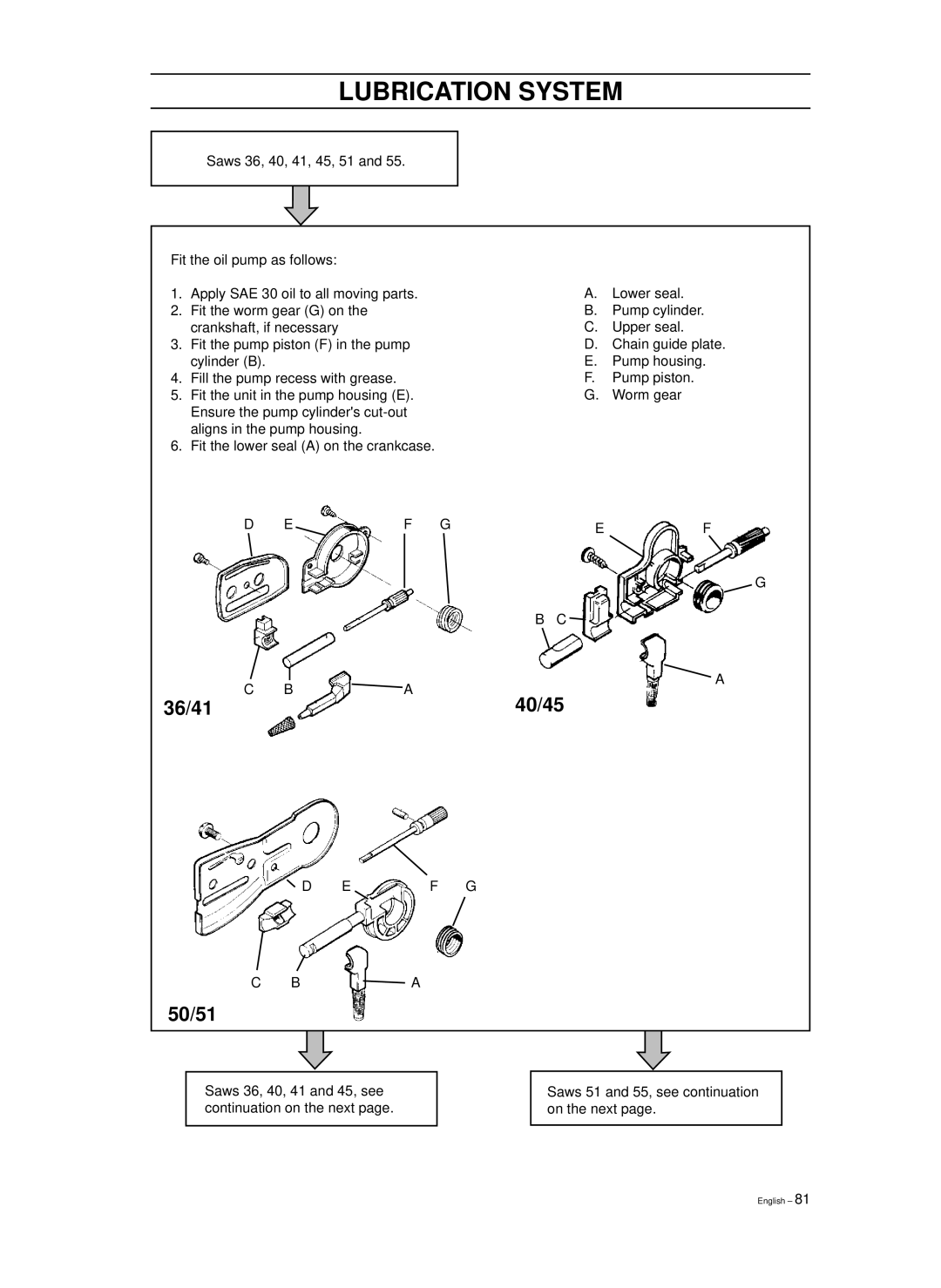 Husqvarna 965030298, 965030296, 1018855-26 manual 36/41, 40/45 50/51 