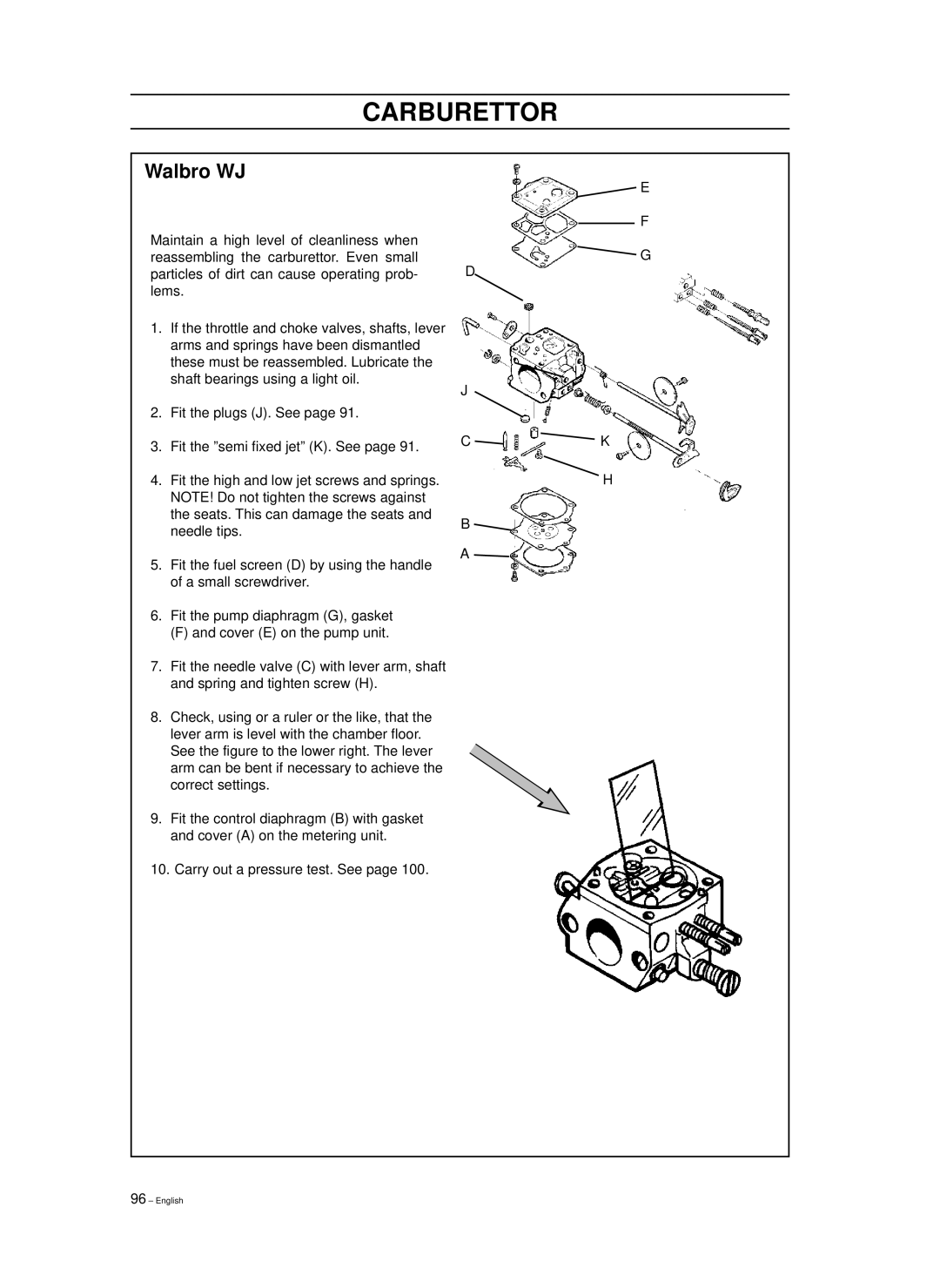 Husqvarna 965030298, 965030296, 1018855-26 manual Walbro WJ 