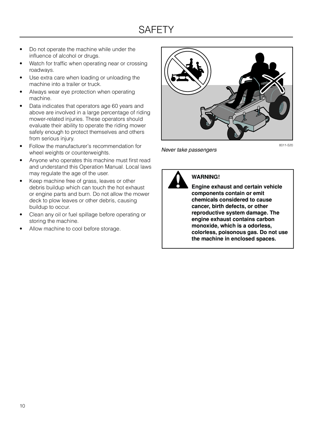 Husqvarna RZ4219R, 96521501, 966495701, 966514801, RZ4219BF, 350927R1 manual Never take passengers 