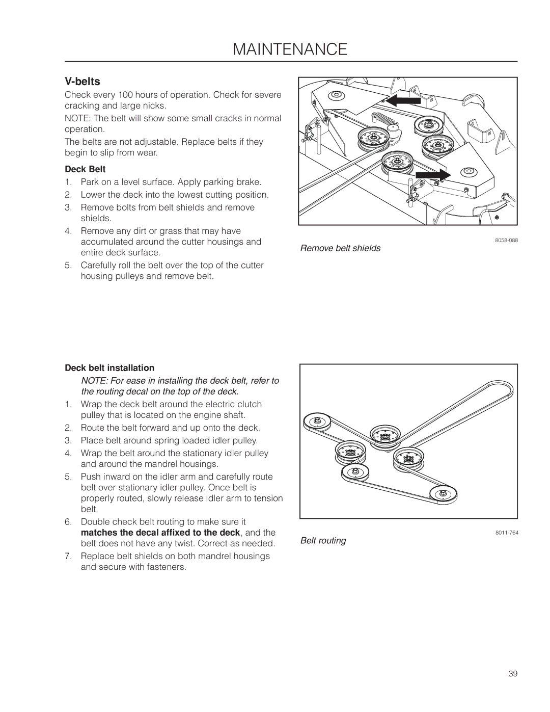 Husqvarna RZ4219BF, 96521501, 966495701, 966514801, RZ4219R, 350927R1 manual Belts, Deck Belt, Deck belt installation 