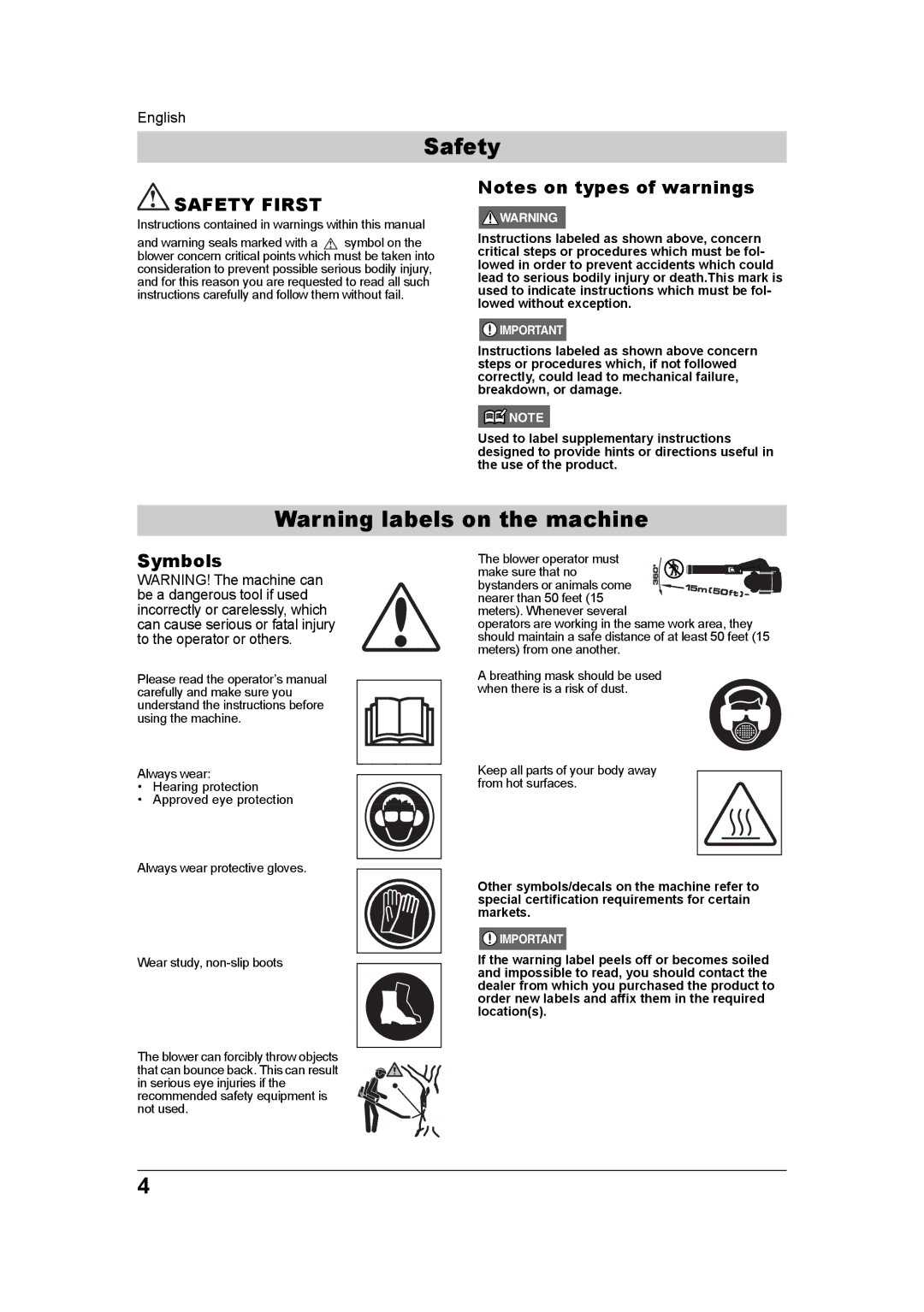 Husqvarna 965877502, 350BT/BF, 380BTS/BFS, 370BTS/BFS manual Safety First, Symbols 