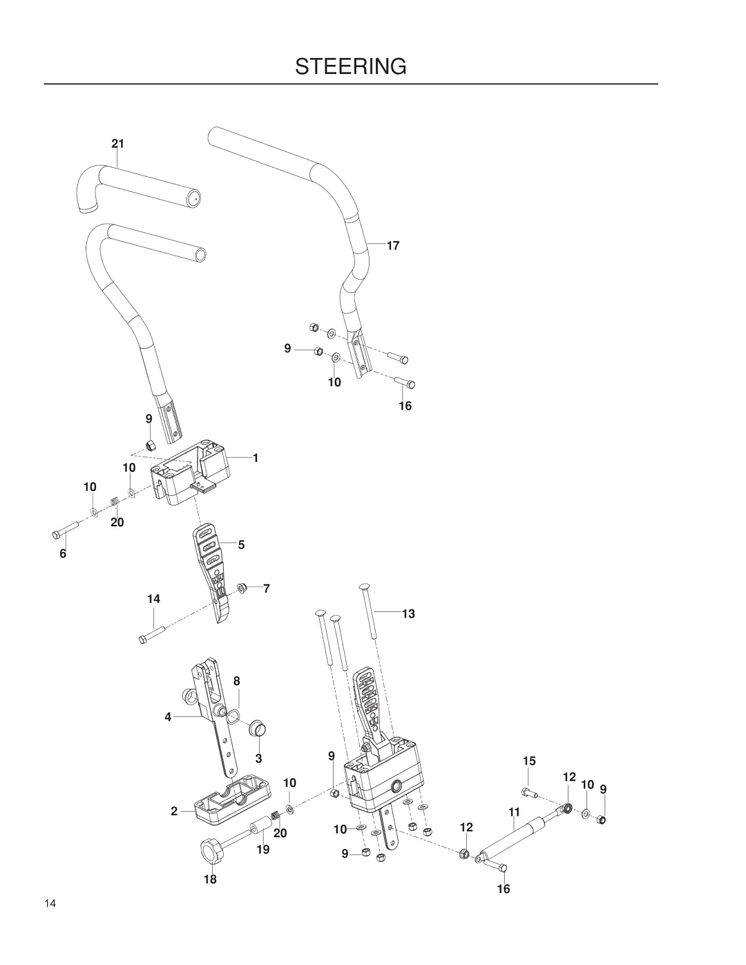 Husqvarna 966514801, 965881401, 965881301, 965921501, 966495701, RZ5424, RZ5422, RZ4619, RZ4219F, RZ4219 BF manual Steering 